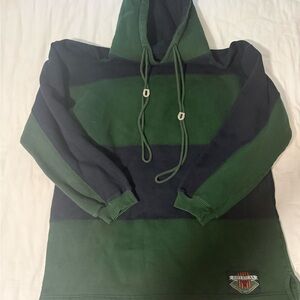 Medium Green and Blue Striped Hoodie